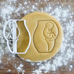 Black Pregnancy Cookie Cutter Baby Biscuit Cutter Womb Anatomy Cookie Stamp for Baby Shower Gift Future Doctor Nurse Science Student Pastry Fondant Dough Baking Tool