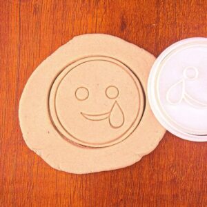 Smiley Emoji with Teardrop Black Cookie Cookie Cutter for Fun and Emotional Cookies Perfect for Kids Baking Birthday Party Favors Geek Gifts Expressive Face Cookie Mold Dessert