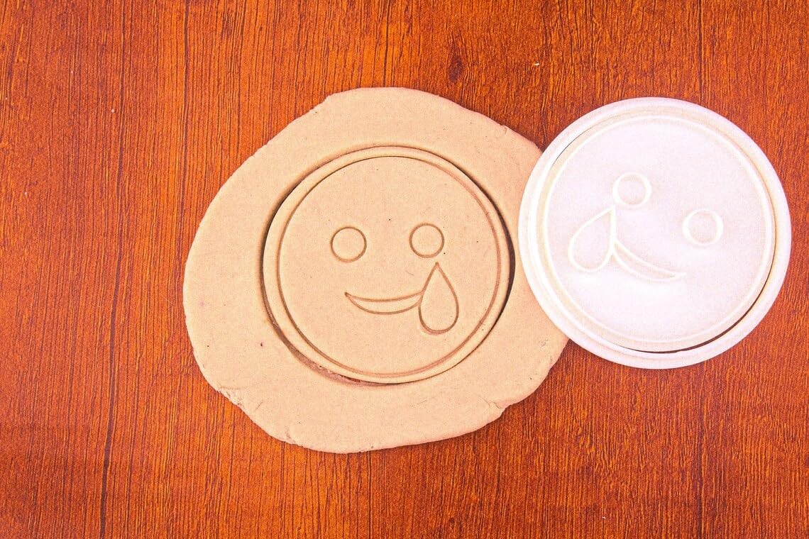Smiley Emoji with Teardrop Black Cookie Cookie Cutter for Fun and Emotional Cookies Perfect for Kids Baking Birthday Party Favors Geek Gifts Expressive Face Cookie Mold Dessert