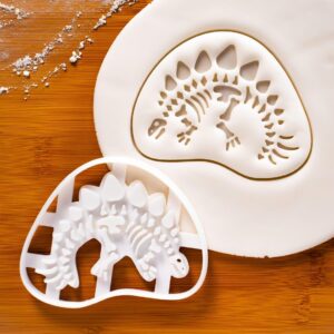 Fossil Stegosaurus dinosaur cookie cutters for baking biscuits creative long neck sauropod shape extinct prehistoric dinosaur themed baking tools educational fun kids (ONLY FOSSIL STEGOSAURUS)