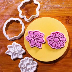 Daisy Cutter and Stamp Cookie Set Featuring Daffodil and Daisy Design for Easter Spring Cookies Cupcake Toppers Fondant Decorations Baby Shower Party and Seasonal Baking Treats (ONLY DAISY)