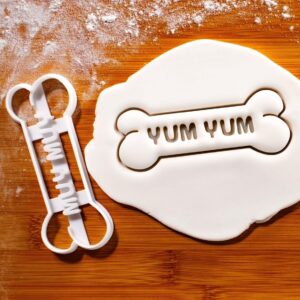 YUM YUM Dog Bone Cookie Cutter - Perfect Shaping Homemade Dog Treats Biscuits - Durable Baking Tool Pet Owners Dog Lovers Easy-to-Use Kitchen Accessory Fun-Themed Snacks (ONLY YUM YUM BONE)