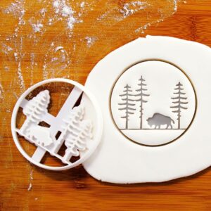 Bison in Forest Cookie Cutter Buffalo Shaped Baking American Bison Subspecies Biscuit Mold Wildlife Snow Forest Themed Parties Winter Birthday Nature Craft Animal Education (ONLY BISON FOREST)