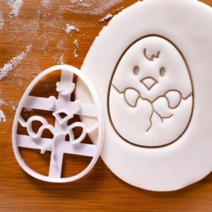 Easter Chick Cookie Cutter Biscuit Fondant Craft Clay Cheese Dough Sugarpaste Sugarcraft Baking Tool Cute Fluffy Bunny Rabbit Tail Hopping Animal Pascha Spring Holiday Baking (ONLY CHICK)