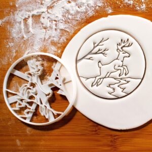 Deer Jumping Cookie Cutter Biscuit Mold for Enchanted Forest RusticTheme Christmas Party Baking Nature-Inspired Animal Design Holiday Seasonal Celebrations Festive Treats (ONLY DEER JUMPING)