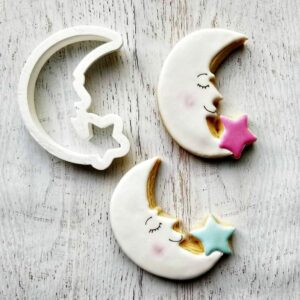 Cookie Crescent Moon and Star Cookie Cutter for Baking Biscuits Cake Fondant Decorations Suitable Size Durable Mold Dishwasher Safe Made in India for Baby Showers, Eid Parties, and Nig