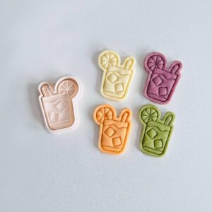 Black Cocktail Cookie Cutter cookie Summer Cookie Cutter Stamp Set Tropical Drinks Cookie Cutter Fondant Molds for Cookies Pastries Cupcakes Biscuits Dessert Baking Tool for Parties