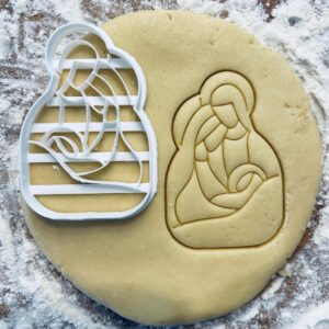 Black Saint Mary with Jesus Stained Glass Cookie Cutter Praying Religious Cookies Nativity Scene Christmas Angel Pastry Fondant Dough Biscuit Baking Tool
