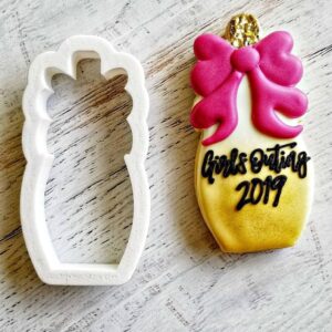 Cookie Bottle with Bow Cookie Cutter for Gift, Party Favors, Biscuit, Fondant, Cake Decoration, Sugar Craft, Cupcake Toppers, Made in India