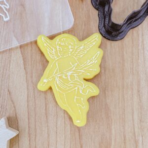 Christmas Angel with Cutter Fondant Cookie Embosser Stamp Set of 2, Christmas Cherub Fondant Stamp for Holiday Baking, DIY Cookies & Crafts, Outbosser Debosser, Cookie Made in India