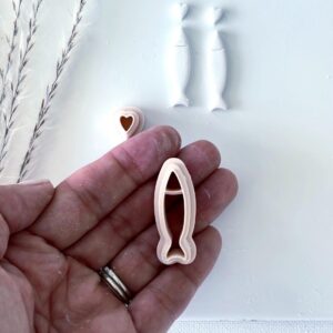 Fish and Heart Clay Earring Cutter Combo Set for Polymer Clay Jewelry Making Cute Sardine Shape and Heart Design Clay Cutters for DIY Handmade Earrings Craft Tool for Artistic