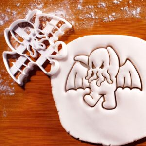 Angry Baby Cthulhu Cookie Cookie Cutter Adorable Lovecraftian Monster Holding Ship Biscuit Fondant Craft Clay Cutter with Happy Baby Cthulhu Design Options for Themed Baking (ONLY ANGRY BABY)