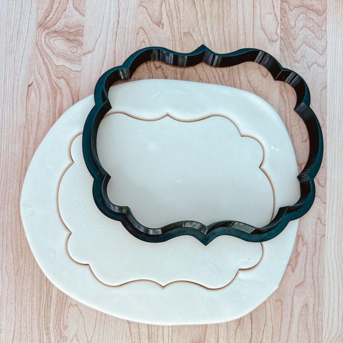 Traditional Plaque Scalloped Rectangle Extra Large Cutter Cookie for Cookies, Fondant, Clay, Pottery, Ceramic, Polymer Clay Art Projects, DIY Decorating Tool Made in India