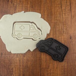 Ambulance Cookie Cutter Black Cookie Rescue Theme Baking Mold for Medical Party Cookies Nurse Appreciation Treats Doctor Birthday Decorations Emergency Vehicle Cookie for Kids