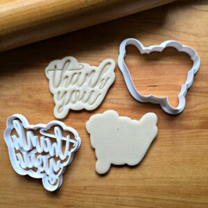 Set of 2 Thank You Cookie Cookie Cutters for Appreciation Gifts, Party Favors, and Customizable Desserts, Made in India, Suitable Size for Personalized Thank You Treats
