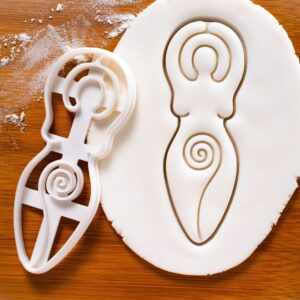Spiral Goddess shape cookie cutter baking biscuits fondant dough treats representing Celtic Wiccan neopagan female deity symbol star moon themes Maiden Mother Crone spiritual (ONLY GODDESS)