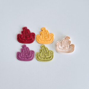Black Pirate Ship Cookie Cutter cookie Pirate Party Cookie Cutter Stamp Set Adventure Theme Cookie Cutter Fondant Molds for Cookies Pastries Cupcakes Biscuits Dessert Baking Tool
