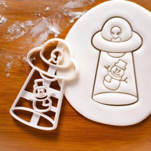 CUFO Snowman Abduction Cookie Cutter Cookie India Biscuit Cutter Alien Spaceship Santa Claus Christmas Party Fondant Clay Cutter Extraterrestrial Holiday Baking Tool (ONLY Snowman)