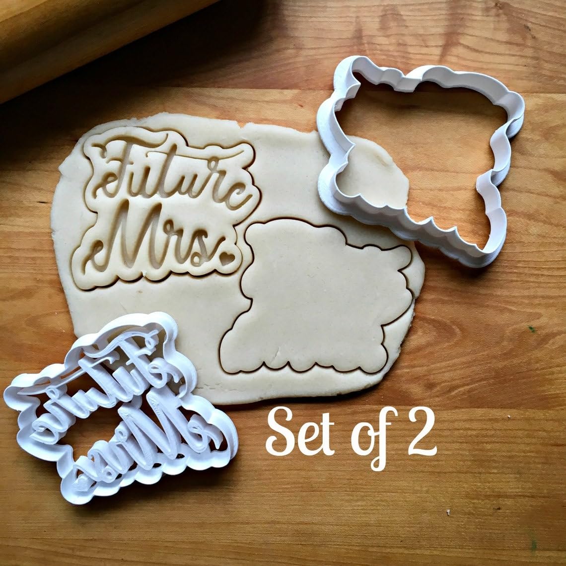 Set of 2 Future Mrs. Script Cookie Cookie Cutters for Bridal Showers, Weddings, and Engagement Parties, Made in India, Suitable Size for Customizable Wedding Treats - Image 2