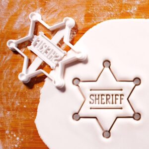 Sheriff Badge Cookie Cookie Cutter Biscuit Fondant Craft Clay Cheese Dough Sugarpaste Sugarcraft Baking Tool Wild West Cowboy Theme Law Enforcement Appreciation Heroic Celebration