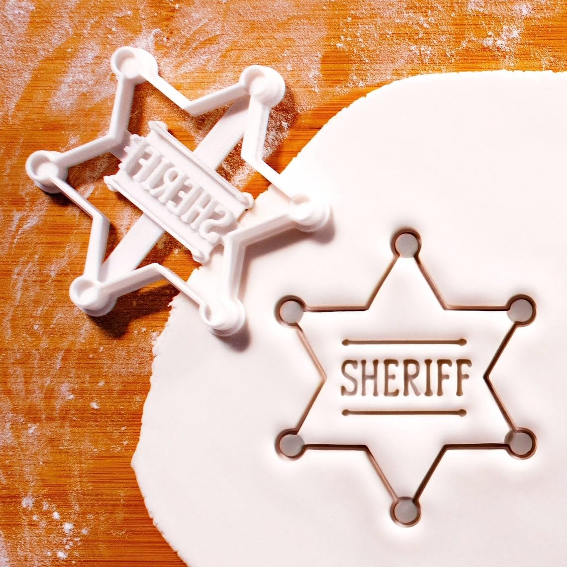 Sheriff Badge Cookie Cookie Cutter Biscuit Fondant Craft Clay Cheese Dough Sugarpaste Sugarcraft Baking Tool Wild West Cowboy Theme Law Enforcement Appreciation Heroic Celebration