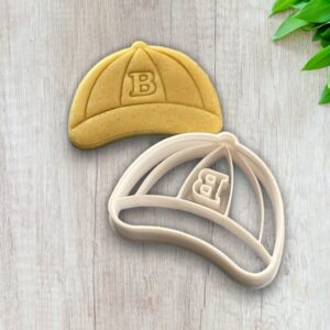 Baseball cap cookie cutter for making shortbread cookies, cutting pastry dough, shaping sugar paste, and decorating cakes with custom homemade sports-themed treats for events