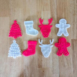 Black Christmas Winter Cookie Cutter and Stamp Set for Baking Fondant Biscuits Clay Crafts Holiday Cake Decorating Snow Theme Party Supplies Kids Activities and Creative Seasonal Art
