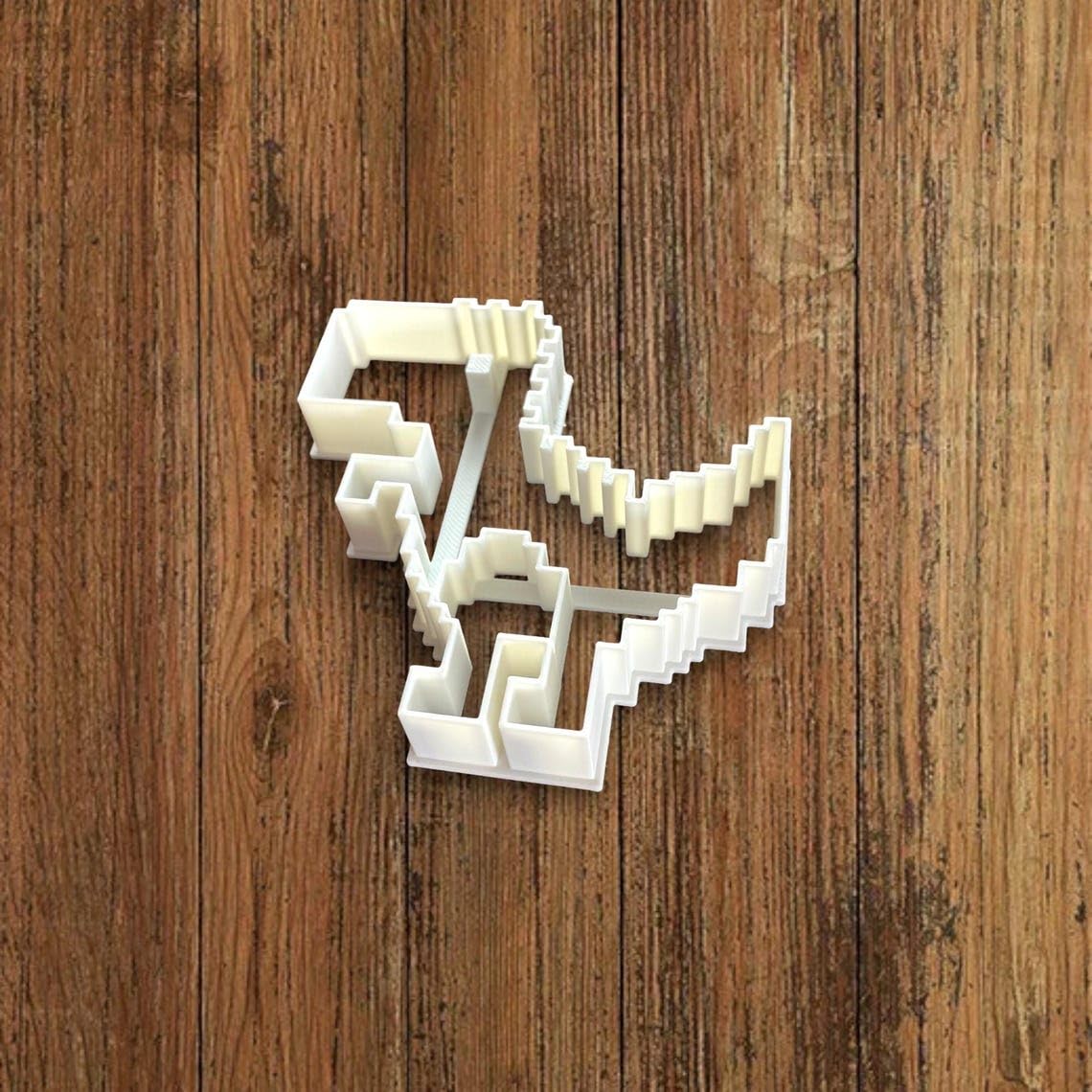 Dinosaur pixel art cookie cutter for baking shortbread biscuits, pixel dinosaur fondant cutting, sugar paste shaping, retro video game cake decoration, homemade pastry crafting tool - Image 2