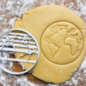 Black Planet Earth Cookie Cutter Globe Universe Biscuit Cutter Science Theme Cookie Stamp for Earth Day Baking Space Sun Moon Pastry Fondant Dough Educational Party Treat Tool