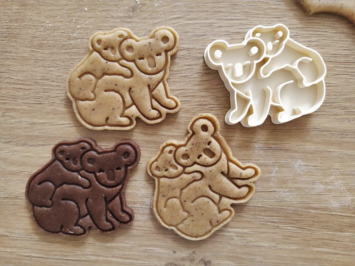 Koala with Baby Cookie Cutter Set for Animal Theme Baking Fondant Sugar Paste Cupcake Decoration Cute Wildlife Cookies DIY Crafts Australian Forest Party Favors for Kids and Family - Image 5
