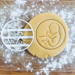 Black Pregnancy Cookie Cutter Baby Biscuit Cutter Womb Anatomy Cookie Stamp for Baby Shower Gift Future Doctor Nurse Science Student Pastry Fondant Dough Baking Tool