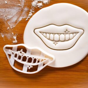 Shiny Teeth Cookie Cutter for Dental Exam Clinic Visit Biscuit Fondant Clay Sugarpaste Marzipan Cutting Dentistry Student Science Molar Tooth Oral Hygiene Themed Baking Tool (ONLY SHINY TEETH)