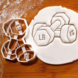 Dumbbells cookie cutter weightlifting gym workout fitness shape for biscuit fondant dough crafting bodybuilding strength training themed party treats gym lovers athlete baking (ONLY DUMBBELLS)
