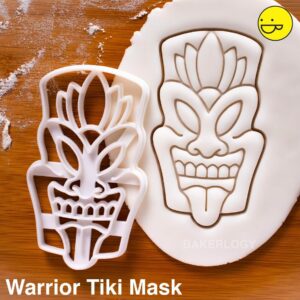 Warrior Tiki Mask Cookie Cutter for Hawaiian Polynesian Island Theme Baking Backyard Outdoor Party Biscuit Cutter Mythical Tribal Mask Design Perfect for Luau Resort Celebrations (ONLY MASK)