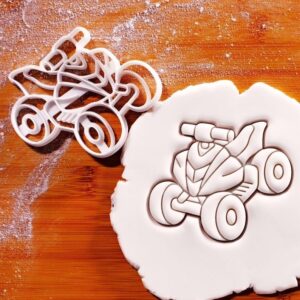 All Terrain Vehicle Cookie Cutter for Quad Bike 4 Wheeler Off Road Adventure Outdoor Sports Dune Buggy Mud Riding ATV Racing Themed Baking Extreme Motorsports Party Biscuits Craft Tool