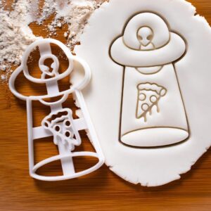 UFO Cow Abduction Design 2 Cookie Cutter Cookie India Grey Alien Spaceship Extraterrestrial Paranormal Halloween Party Baking Tool Unique Bovine Abduction Themed Treats Events (ONLY DESIGN 2)