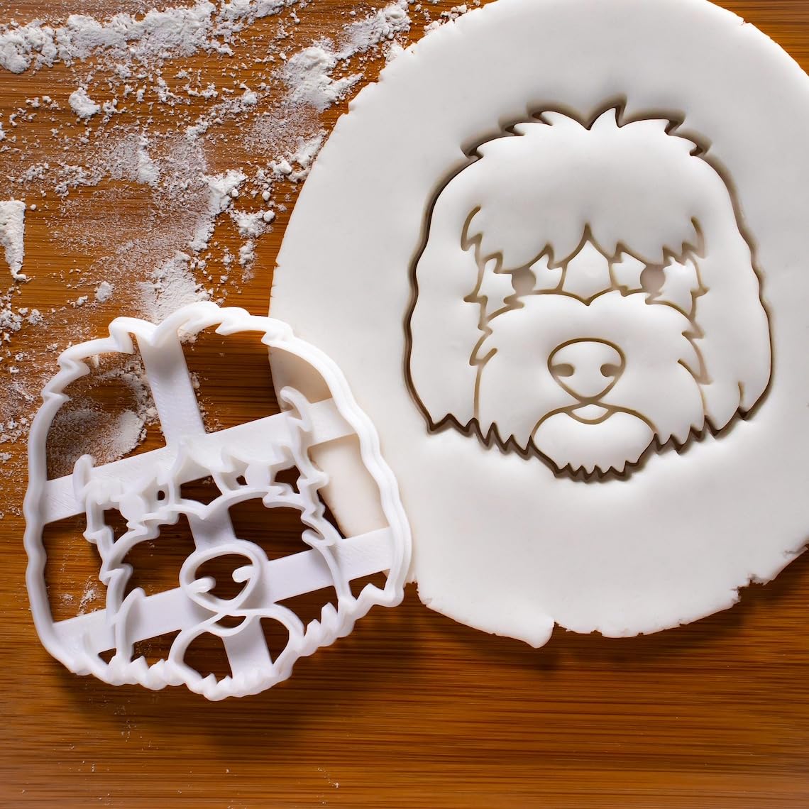 Goldendoodle Face Cookie Cutter for Biscuit Fondant Clay Baking Dog Treats Golden Retriever Poodle Mix Furry Goldiepoo Pet Lover Gift Veterinary Gifts Canine Bakery Tool (ONLY FACE)