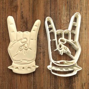 Rock Hand Shaped Cookie Cutter for Making Homemade Shortbread Biscuits Pastry Sugar Paste Fondant Cake Decorations Ideal for Music Themed Parties Gifts Events Concerts and Baking Fun