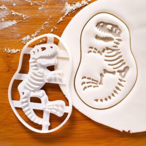 Fossil T-Rex dinosaur cookie cutters for baking biscuits creative long neck sauropod and prehistoric dinosaur shapes extinct reptile themed baking tools for kids collectors (ONLY FOSSIL T-REX)