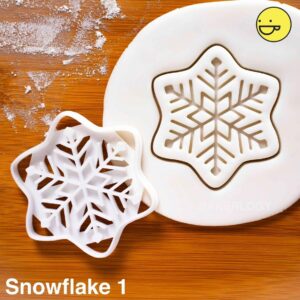 Snowflake 1 Cookie Cutter Frozen Winter Biscuit Mold with Symmetrical Ice Crystal Design Christmas Holiday Baking Snow Flake Treats Frozen Theme Party Cookies Icy Fractal (ONLY SNOWFLAKE 1)