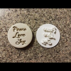 Peace Love Joy Black Cookie Embosser Stamp for Cookies and Cupcakes Christmas Holiday Baking Tool for Festive Desserts Winter Celebrations and Personalized Gift Decorations