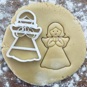 Black Angel Cookie Cutter Praying Angel Cookie Stamp Nativity Scene Christmas Snow Winter Ice Season Santa Pastry Fondant Dough Biscuit Baking Tool