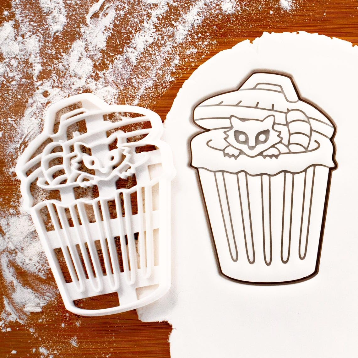 Raccoon in Bin Cookie Cutter Cookie forThemed Birthday Party Baking Supplies Animal Shaped Cookie Fondant Clay Cutters Perfect for Nature Inspired Party Treats (ONLY Raccoon in BIN)
