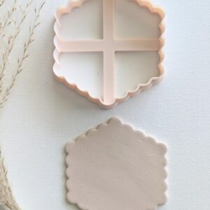 Scalloped Hexagon Cookie Cutter Six Sided Clay Cutter for Polymer Clay Projects Large Fondant Cutter for Baking Crafts DIY Gift Tags Jewelry Making and Geometric Theme Decorations