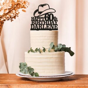 Customizable Cowboy Happy Birthday Cake Topper | Western Theme Cake Decoration | Cowboy Hat Rodeo Cake Topper Boys, Kids, Wild Party, Horse Ranch Birthday, Country Farm Cowboy Decor (6 inch)