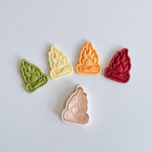 Black Campfire Cookie Cutter Fall Camping Fire Cookie Cutter Stamp Set Bon Fire Shape Baking Tool for Cookies Fondant Cake Decorating Outdoor Party Treats Kitchen Baking Accessory