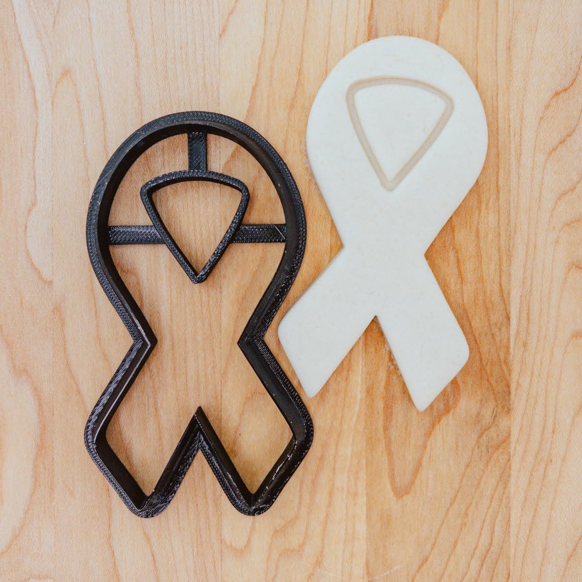 Ribbon Awareness Cookie Fondant Clay Cutter for Cancer Support Fundraising Baking Events Decorating Dough Modeling Craft Projects Charity Campaigns School Activities India Cookie - Image 3