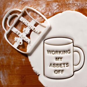 Working My Assets Off Cookie Cookie Cutter Funny Accounting Biscuit Fondant Craft Clay Cutter Financial Professional Tax Season Humor Office Party Gifts Accountancy Them (ONLY WORK MY ASSETS)