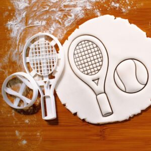 Tennis cookie cutter shaped like tennis racket and ball for biscuit fondant clay baking perfect sports-themed parties tennis fans grand slam celebrations sports events creative (ONLY TENNIS)
