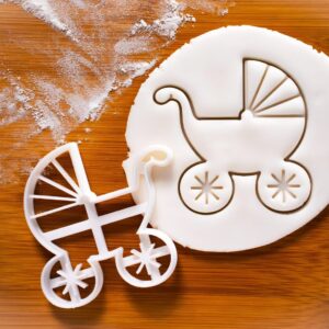 Baby Pram Cookie Cutter with Milk Bottle Baby Clothes Biscuit Molds for Newborn Celebrations Baby Shower Baking Mother Care Party Unique Designs for Baby Gifts and Milestone (ONLY BABY PRAM)